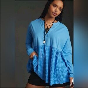 NWT Anthropologie Pilcro Babydoll Gingham Top Size Small